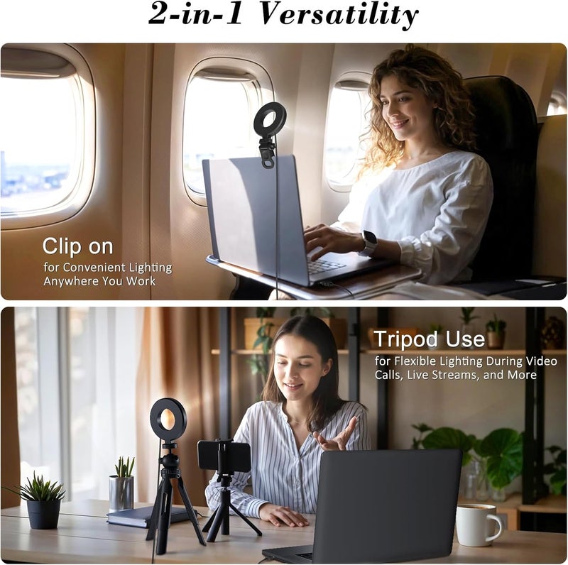Mojimdo Ring Light with Tripod and Clamp, [3 Color, 5 Brightness & Timer] USB Plug Clip On Lights for Laptop Working Distance Learning Zoom Call Self Broadcasting Live Streaming Video Conference Lighting - Image 2